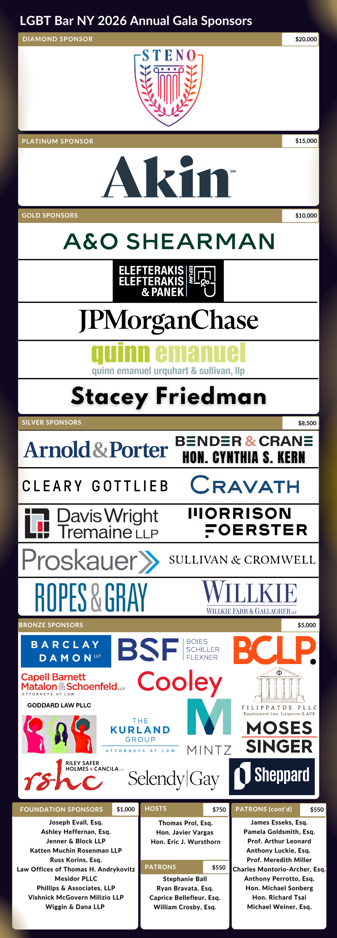 2026 Annual Gala Sponsors